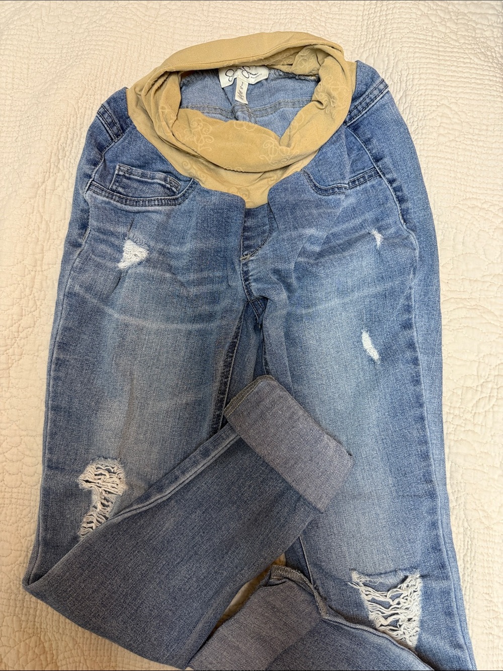 Jessica Simpson Maternity Denim Jeans with Stretch Waistband - Light Blue